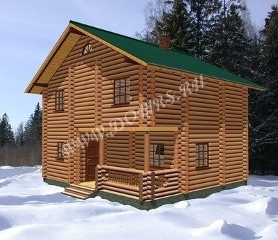 Двухэтажный дом из бревна 7,5х8,4 м - ДР-6
