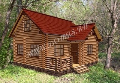 Дом из бревна в полтора этажа 6,7х7,0 м - ДР-2