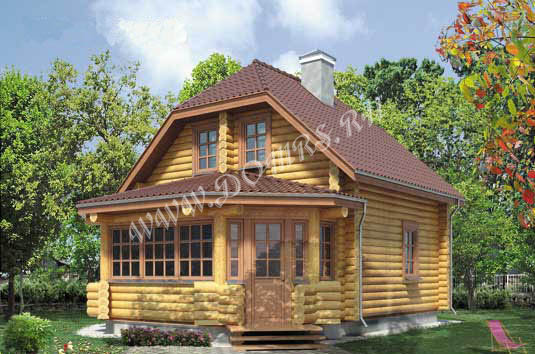 Дом из бревна с мансардой 7х8,5 м - ДР-9
