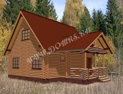 Дом из бревна с мансардой 8,7х9 м - ДР-5