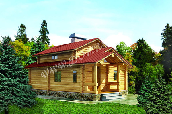 Дом из бревна с мансардой 6х9 м - ДР-10