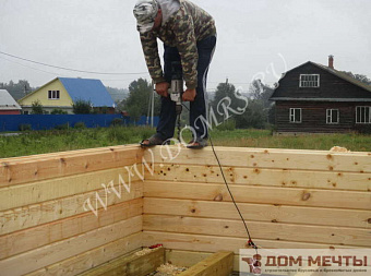 Сверление отверстия для вертикального крепежа проф-бруса