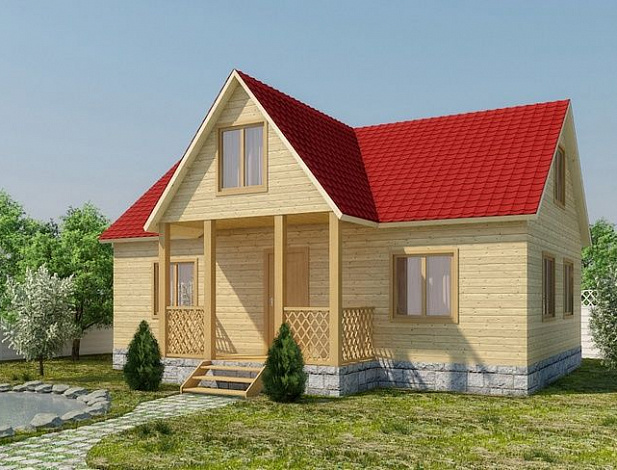 Дом из бруса с мансардой 6х9 м - ДМ-41